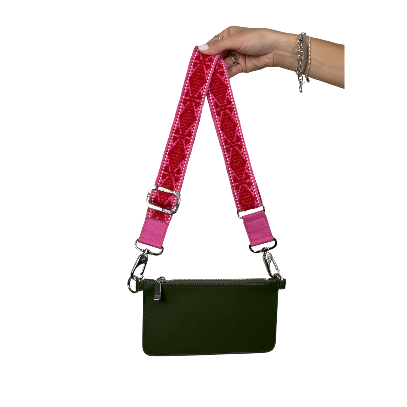 WALLET VERDE | STRAP ROSA ROJO