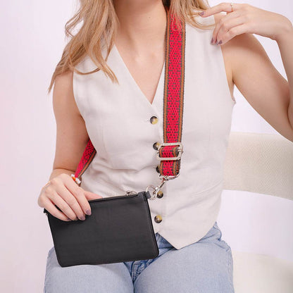 WALLET NEGRA | STRAP ROJO - Rio de Hilares