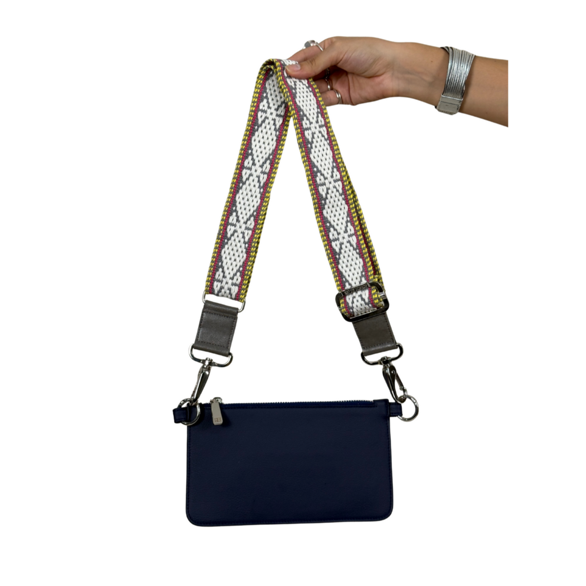 WALLET AZUL NAVY | STRAP GRIS, BLANCO, ROSA