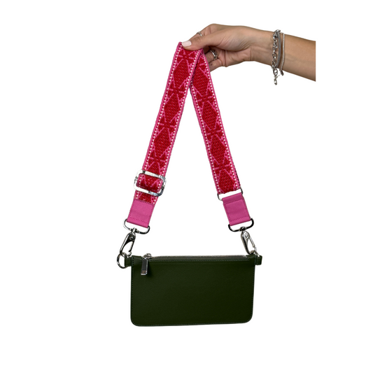 WALLET VERDE | STRAP ROSA ROJO