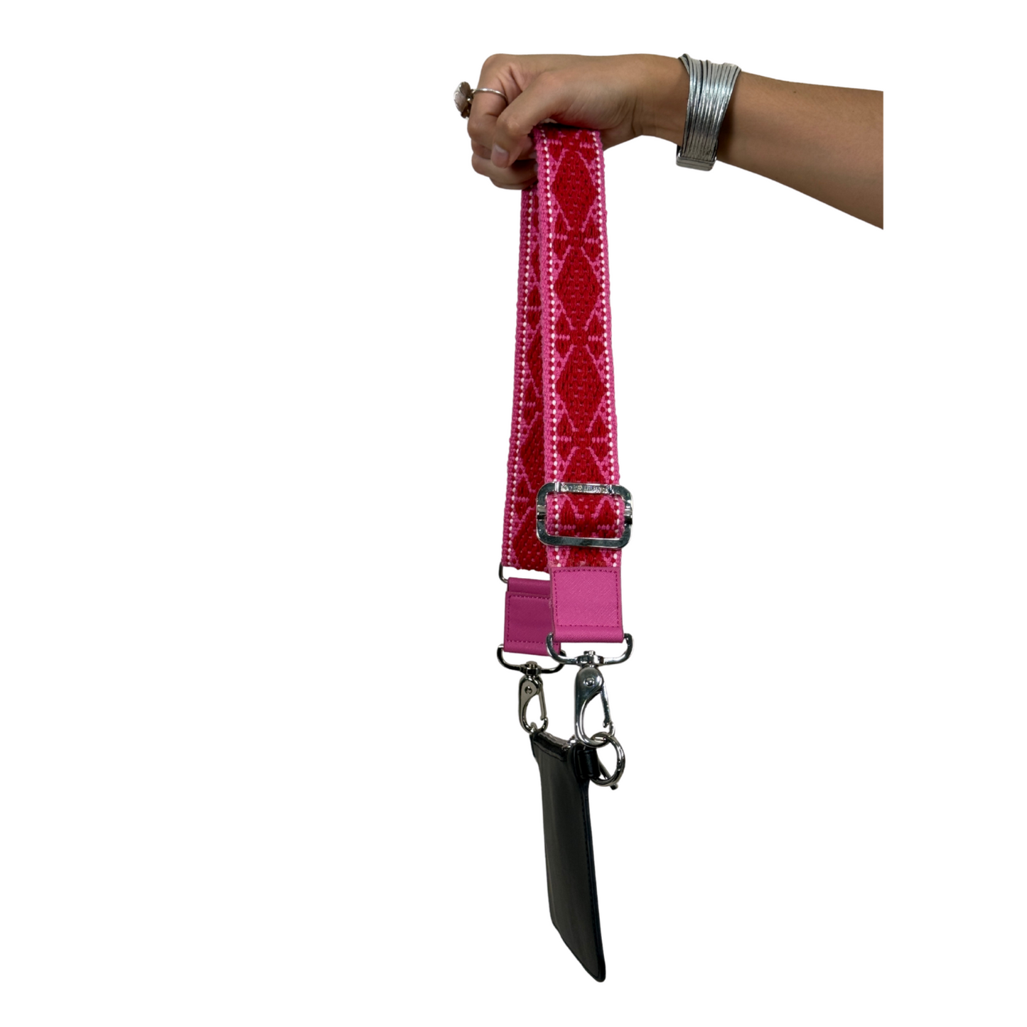 WALLET NEGRA | STRAP ROSA ROJO